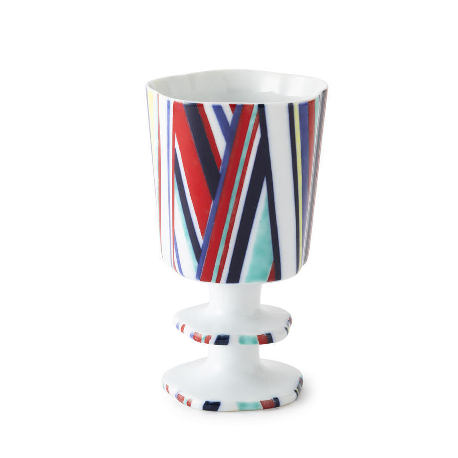 虎仙窯  色鍋島高腳杯