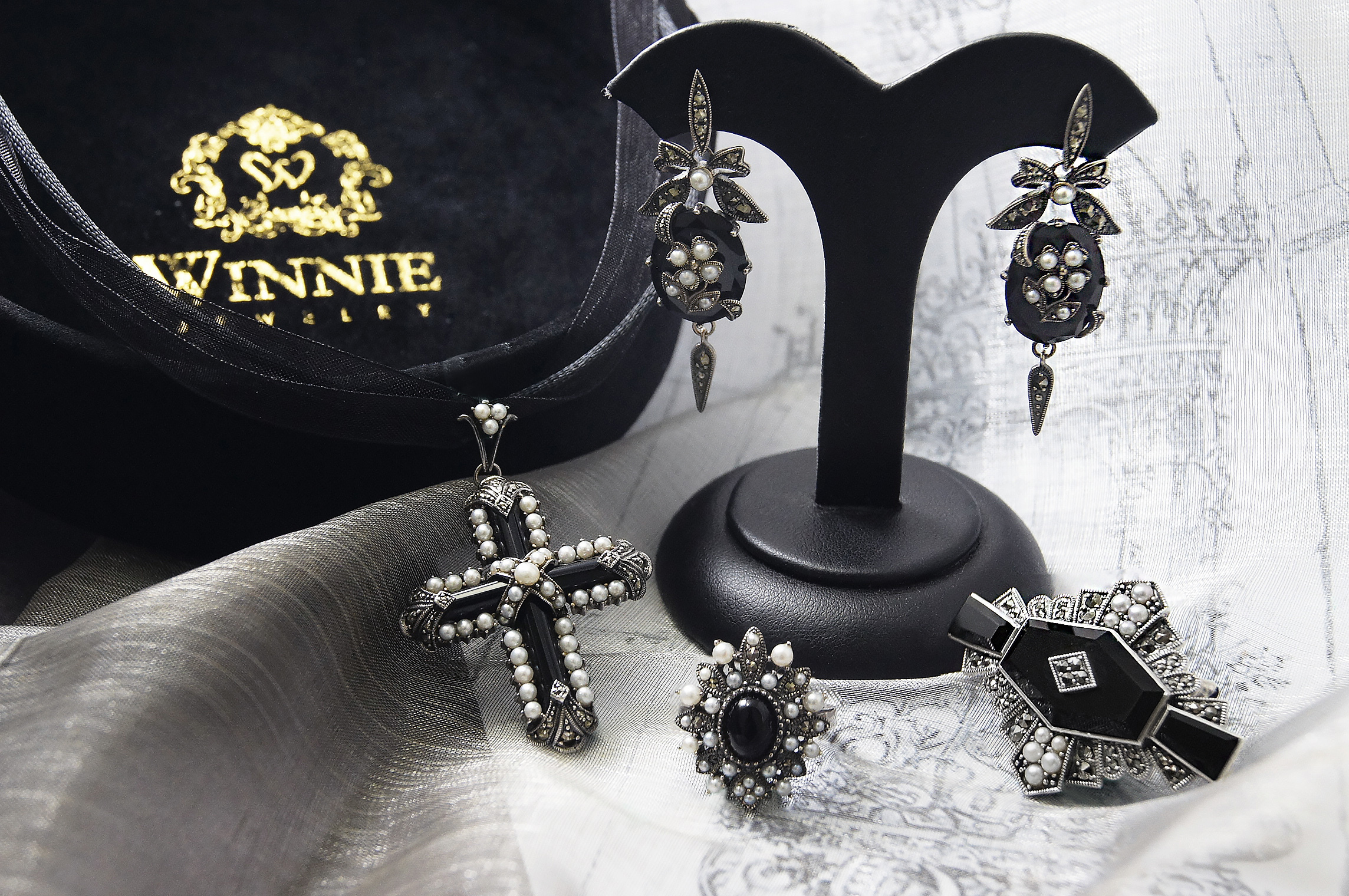 黑瑪瑙滾珠小米珠戒指