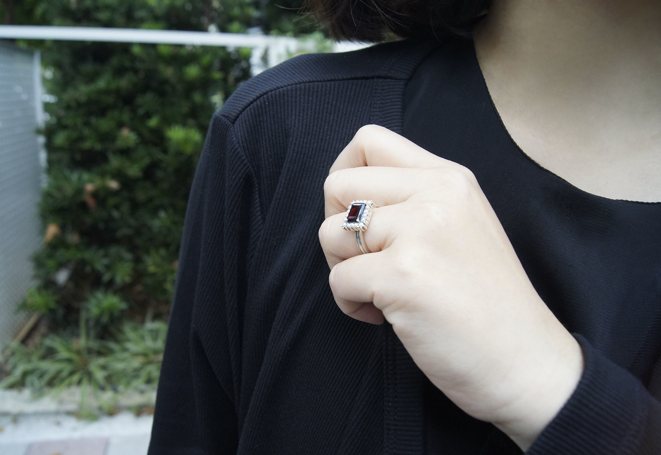 方型切割石榴石戒指（OP1621）