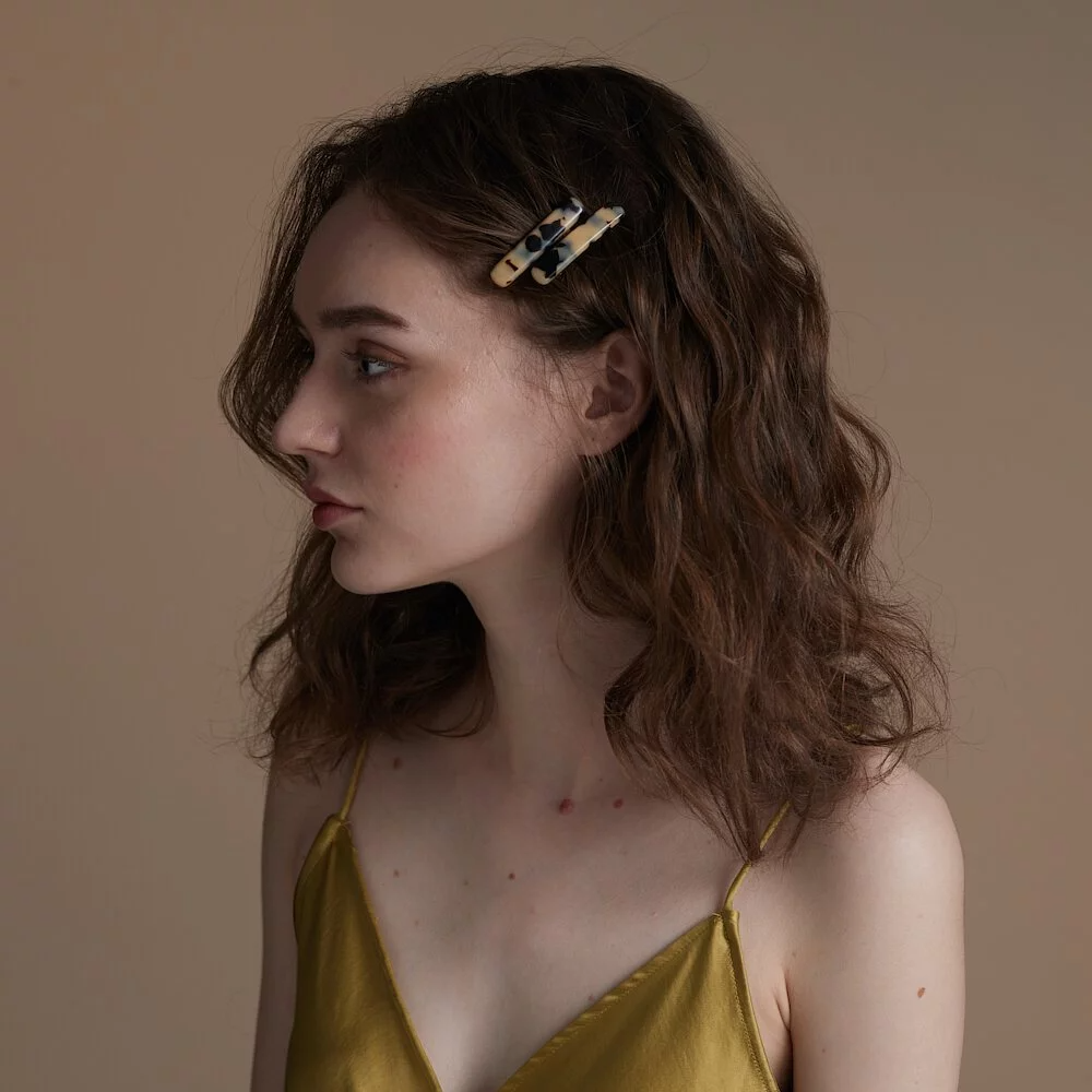 FRANCE LUXE 迷你長方形髮夾/一組〈象牙琥珀〉