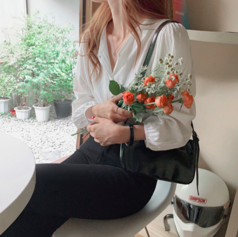 <現貨> LYS 秋裝長袖襯衫純色寬鬆上衣韓版襯衫