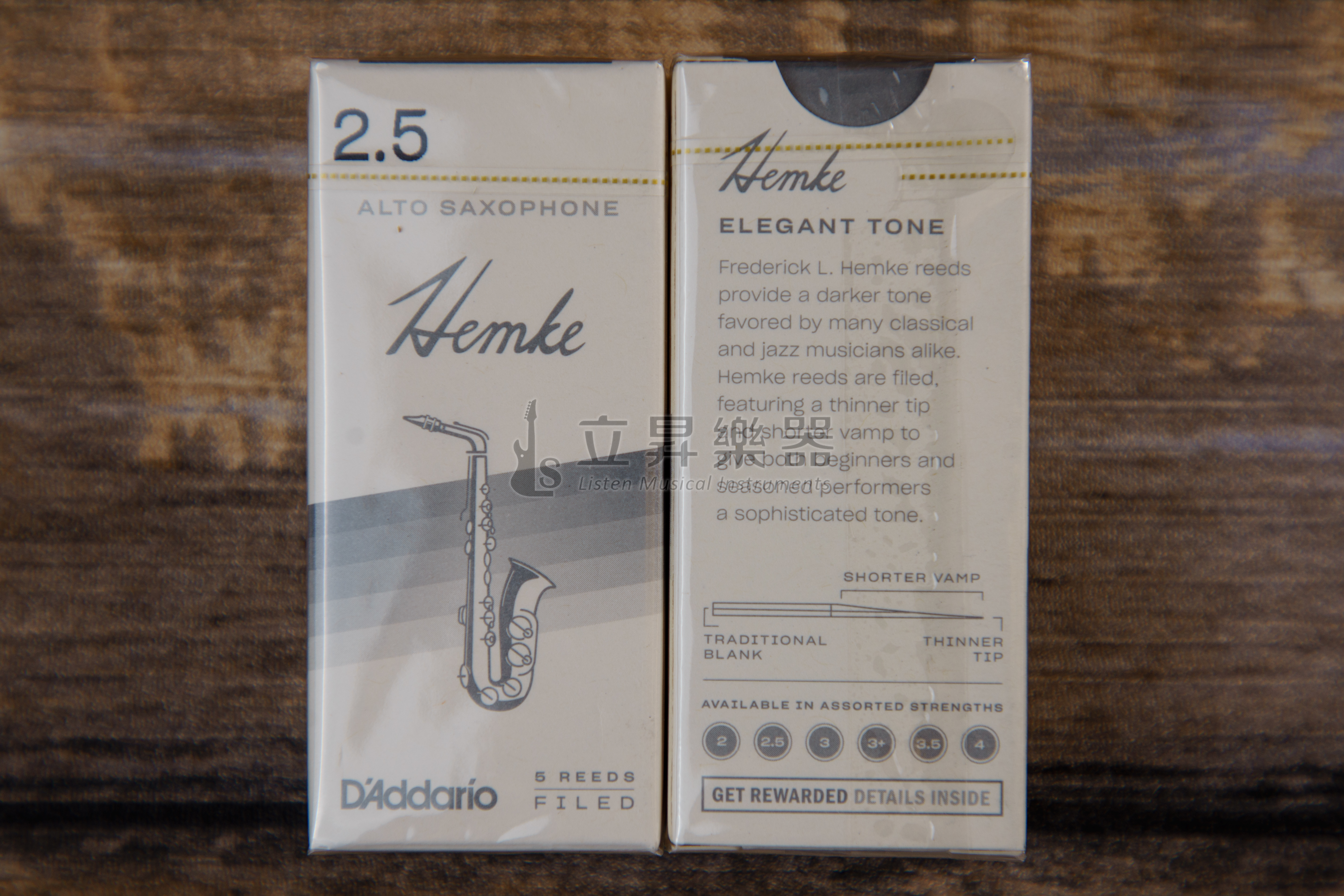 D'addario MP-A-25 Hemke系列 中音 薩克斯風竹片 5片裝 RHKP5ASX250 硬度:2.5號