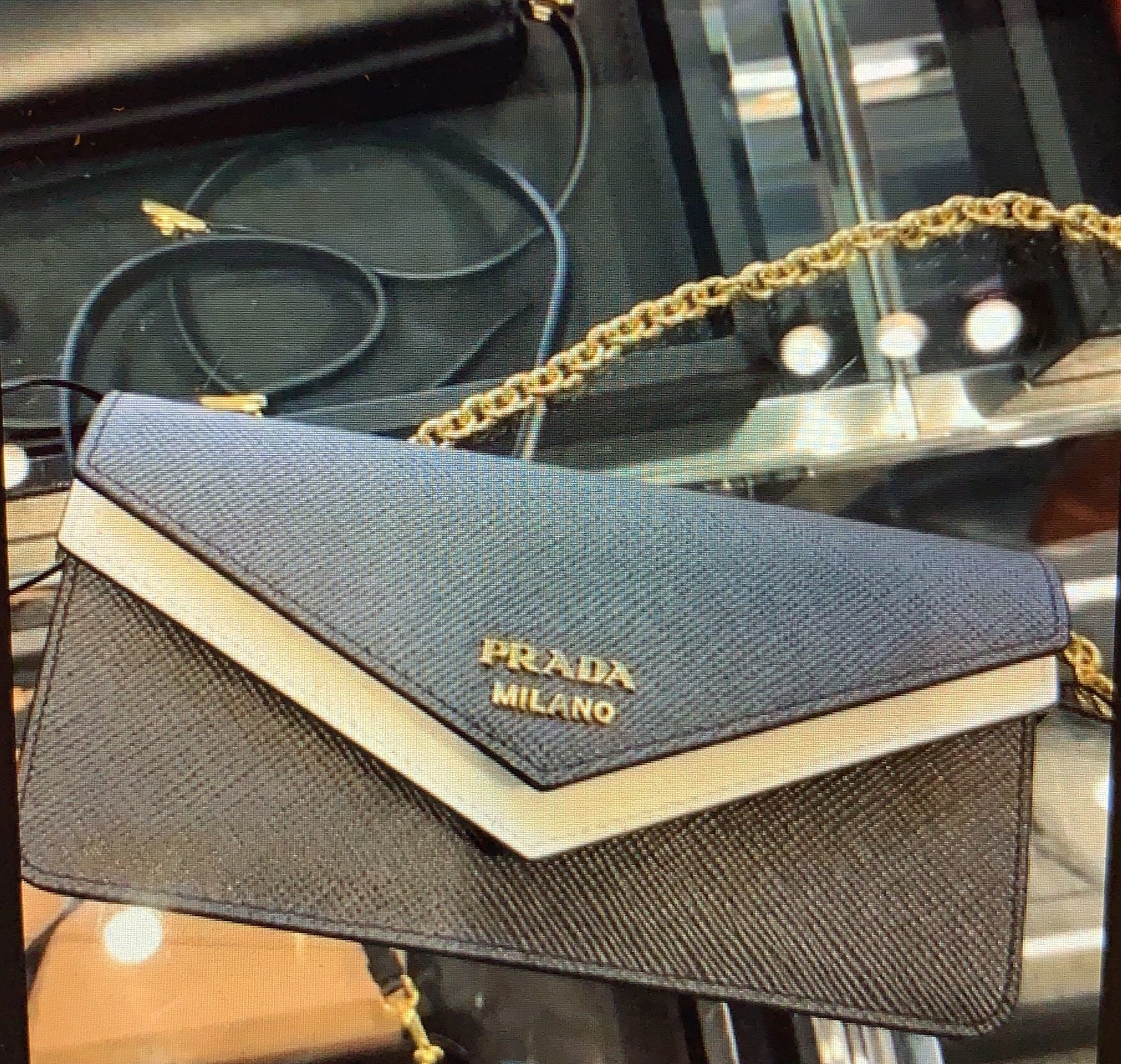 Prada Saffiano Metal Wallet On Chain - Grey Crossbody Bags, Handbags -  PRA824163