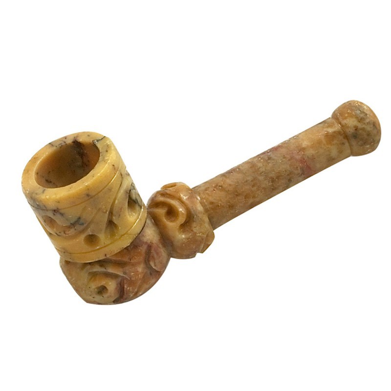 3" SMALL CARVED MARBLE STONE PIPE
