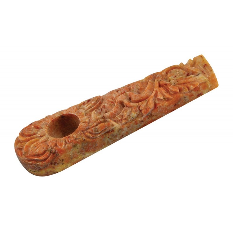 3" MARBLE STONE PIPE W/ FLOWER DESIGN