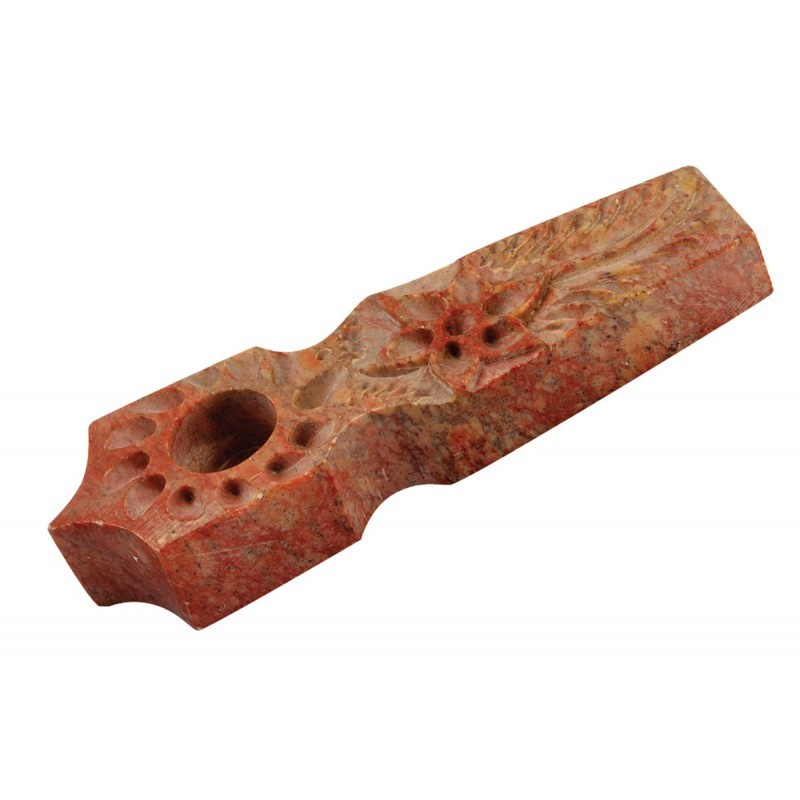 3" FLAT MARBLE STONE PIPE W/ FLOWER DESIGN