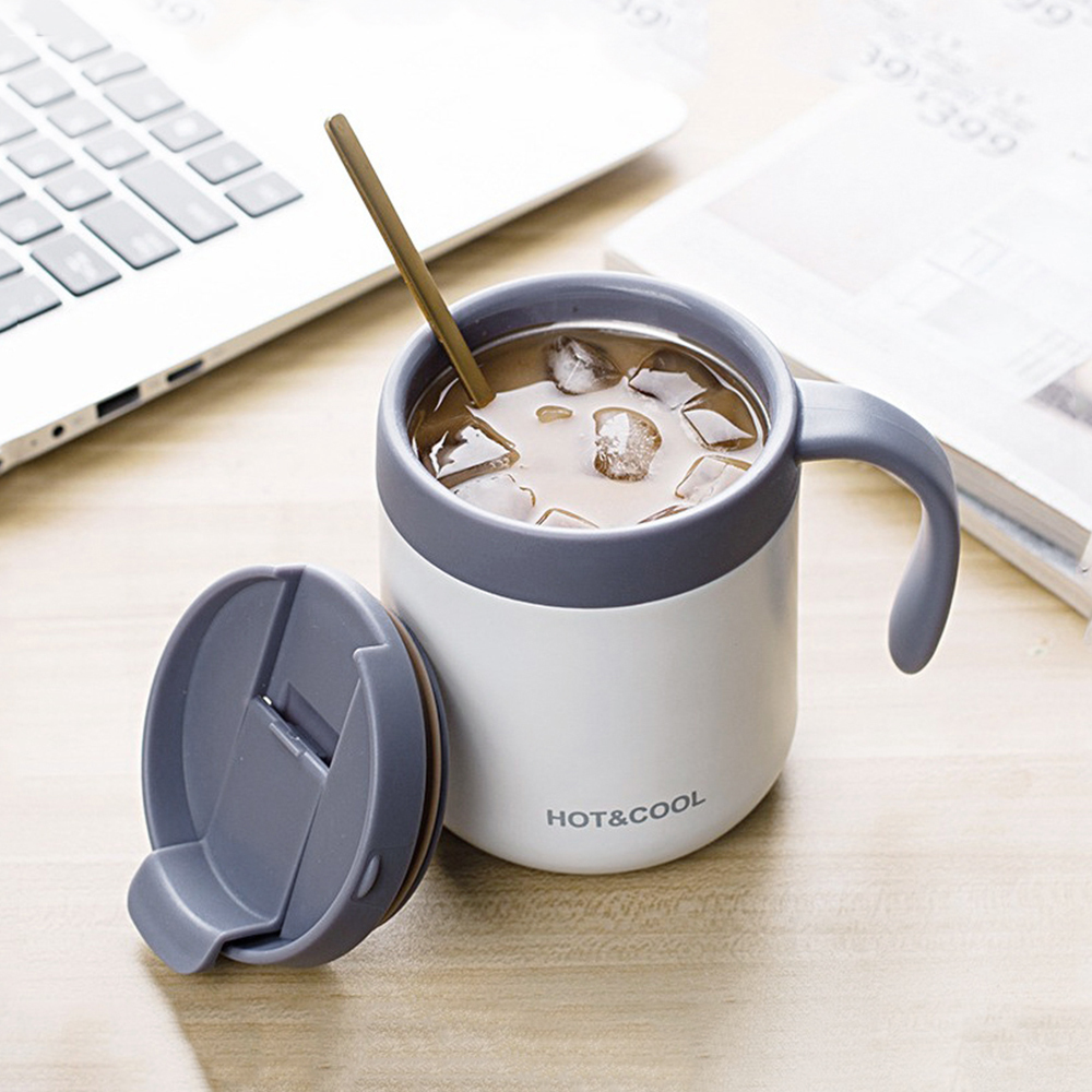 霧面簡約附蓋304不鏽鋼保溫馬克杯 350ML