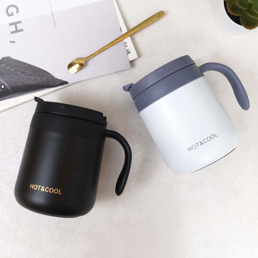 霧面簡約附蓋304不鏽鋼保溫馬克杯 350ML