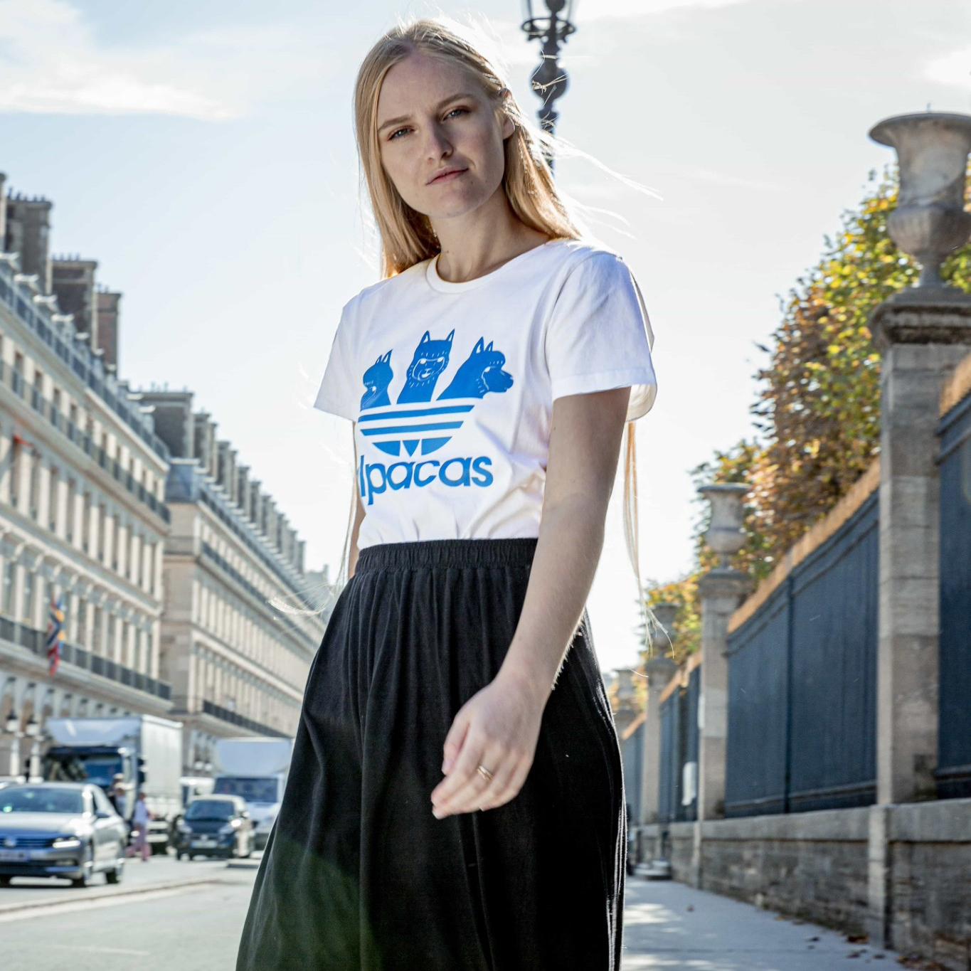 Alpacas Blue  threehead 愛迪駝(藍)  女版短T