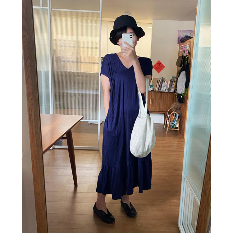 身體語言剪裁針織洋裝-落霞