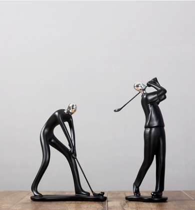 Modern Abstract Black Human Sculpture Statue Geometry Resin Simple Dancing Couple Home Decoration