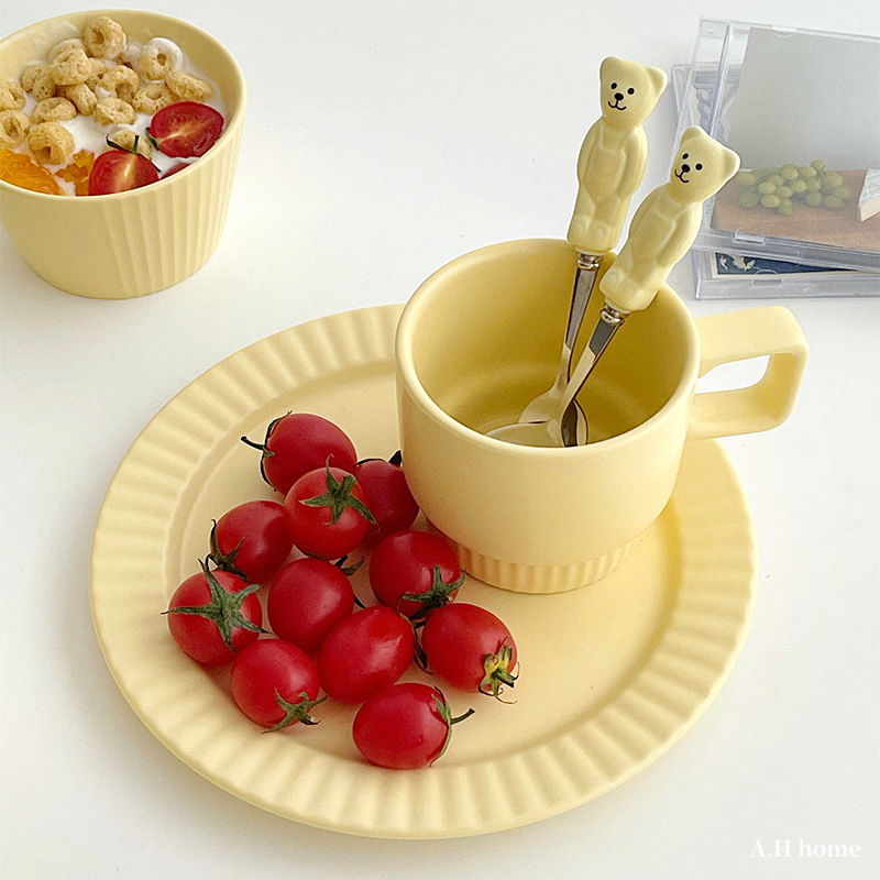 【ＡＨ513】韓國ins奶油黃餐具