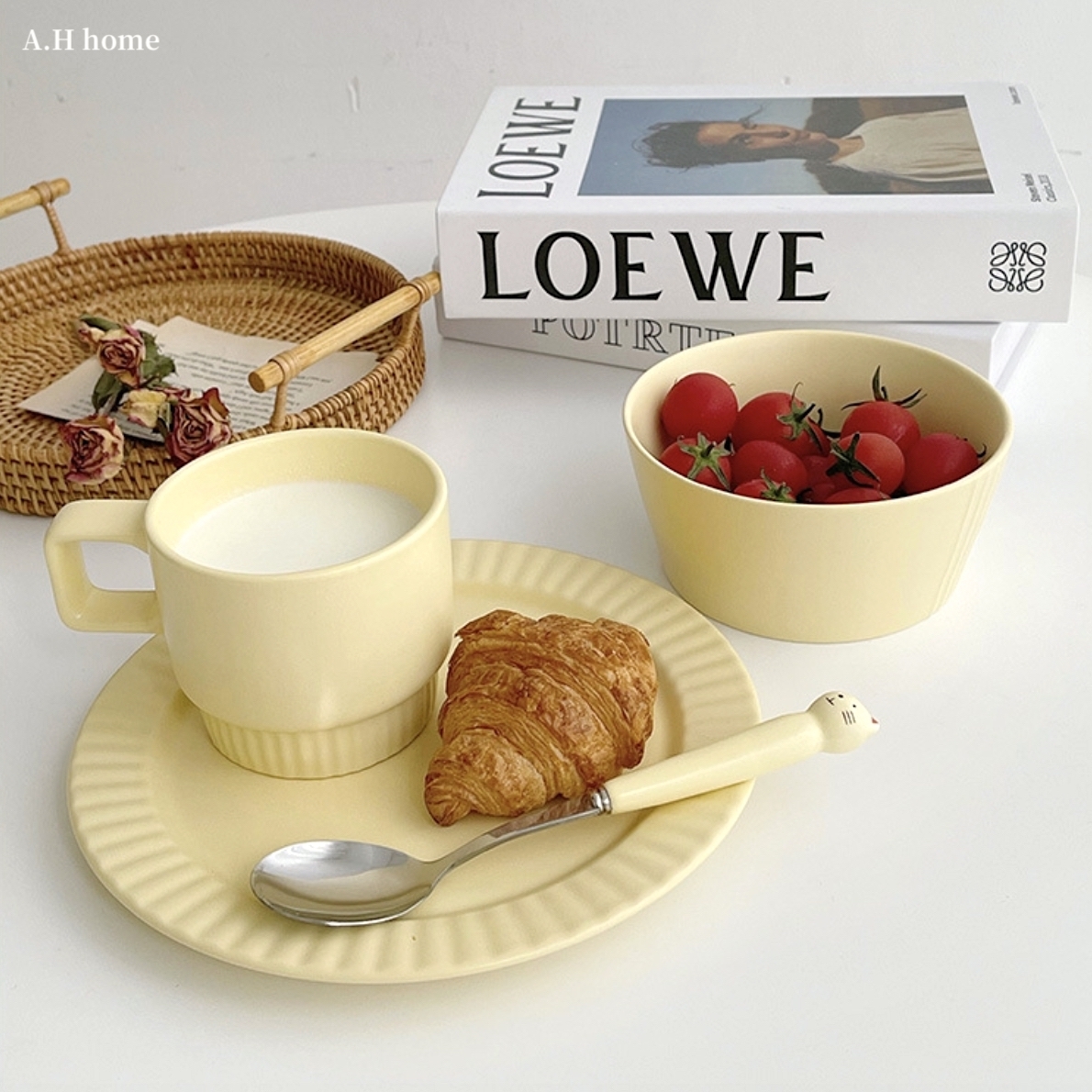 【ＡＨ513】韓國ins奶油黃餐具