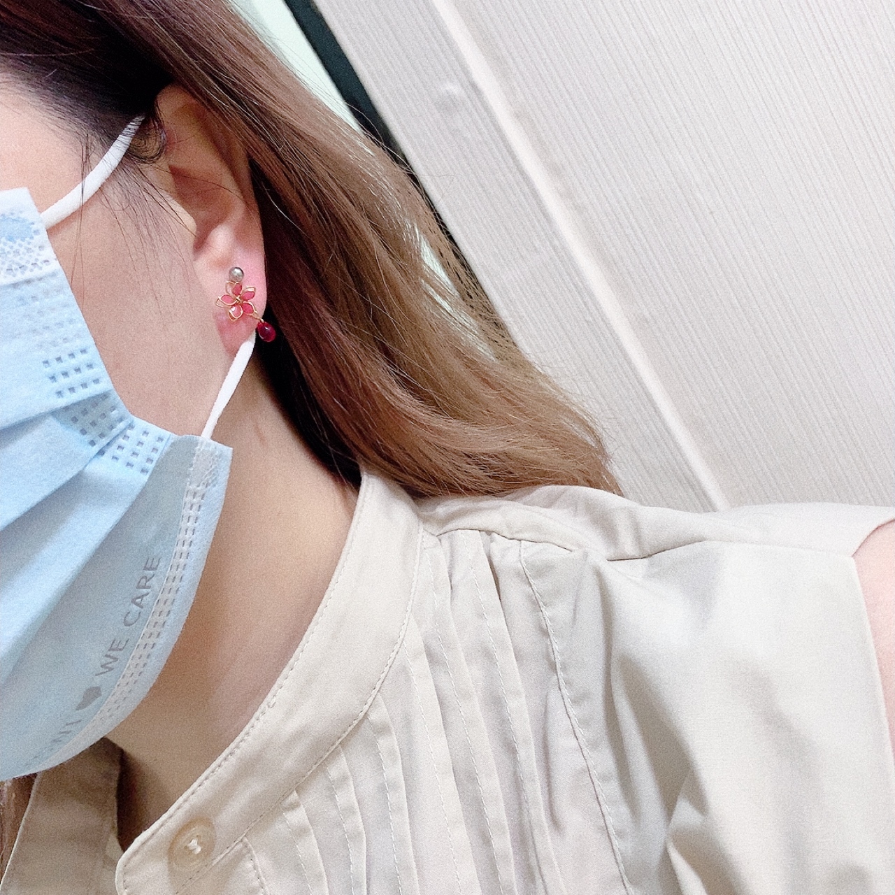 [日本制] 花兒水滴樹脂耳環