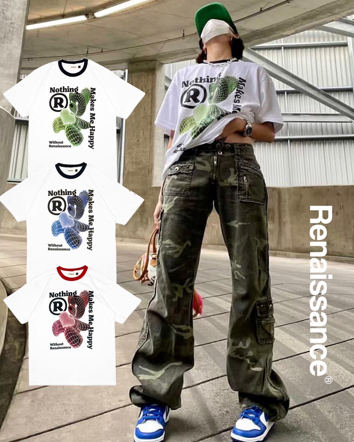 RENAISSANCE® 傷心小熊 螺紋 短袖 T “ Sad bear Tee “
