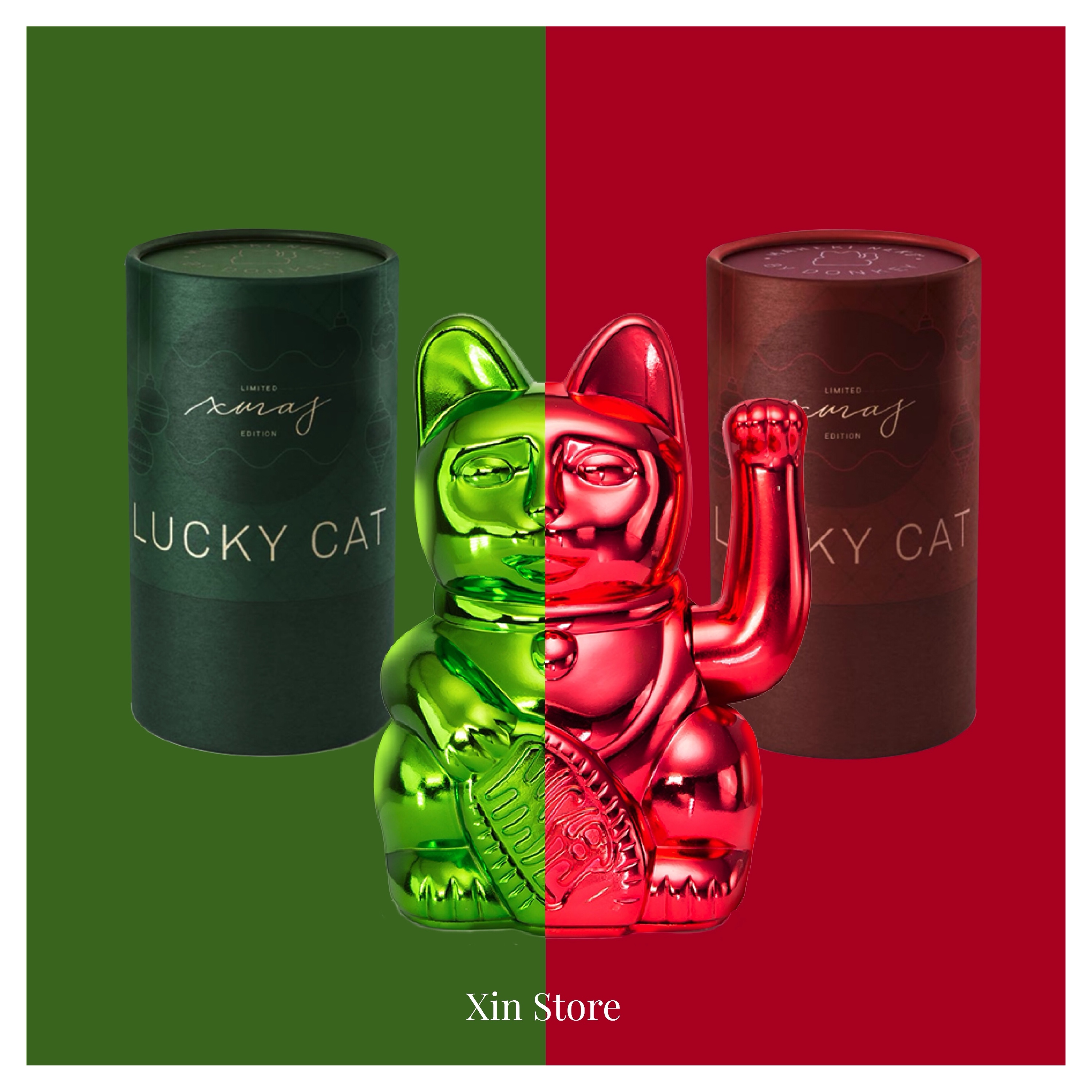 DONKEY Lucky Cats 幸運繽紛自動招手招財貓 聖誕限定款 15cm