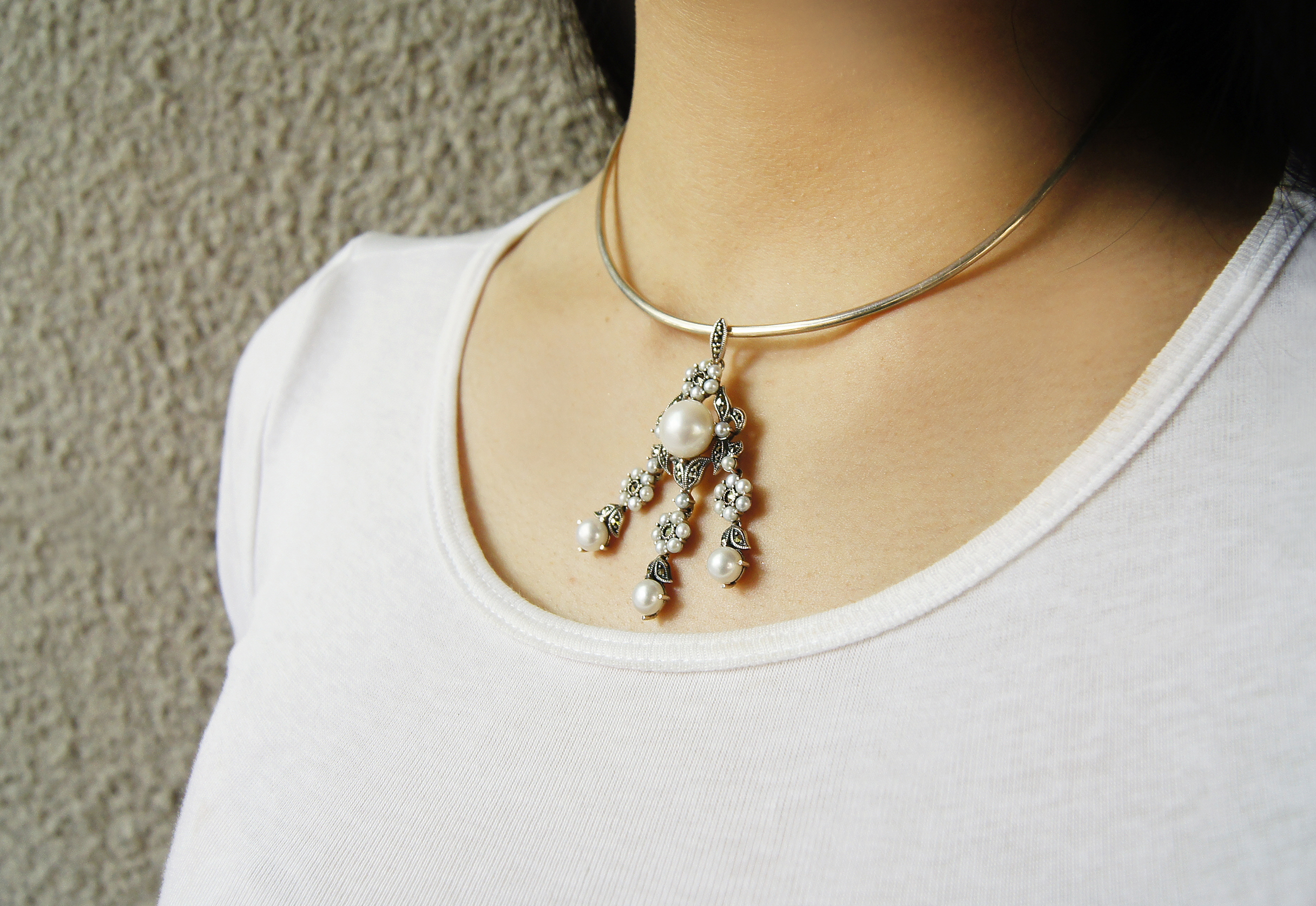 珍珠花垂墜墜子