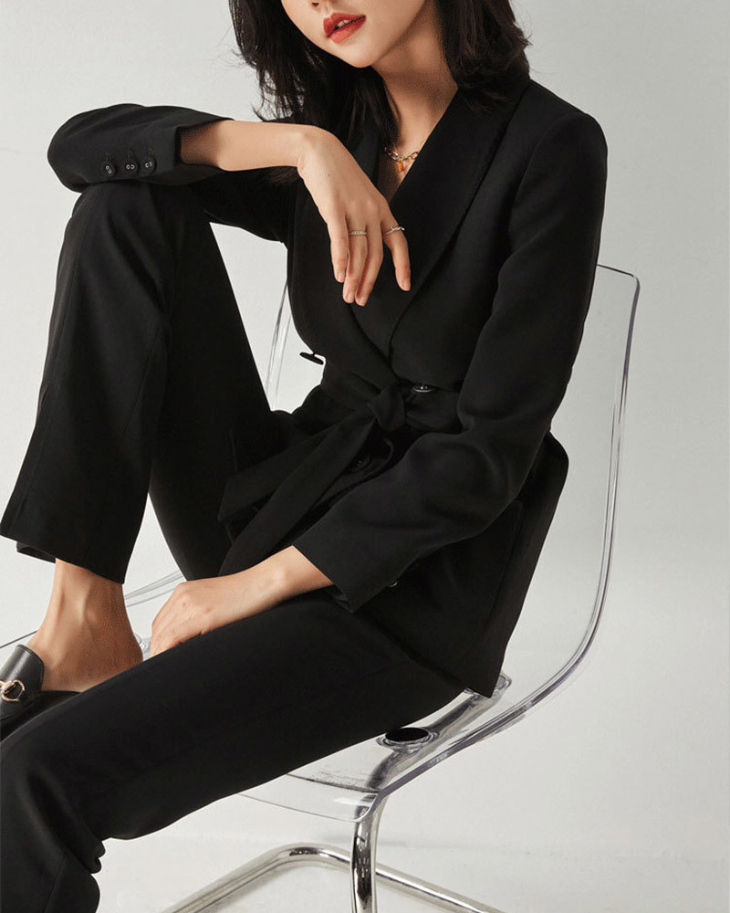 DEER.W 青果領雙排釦西裝外套 黑色