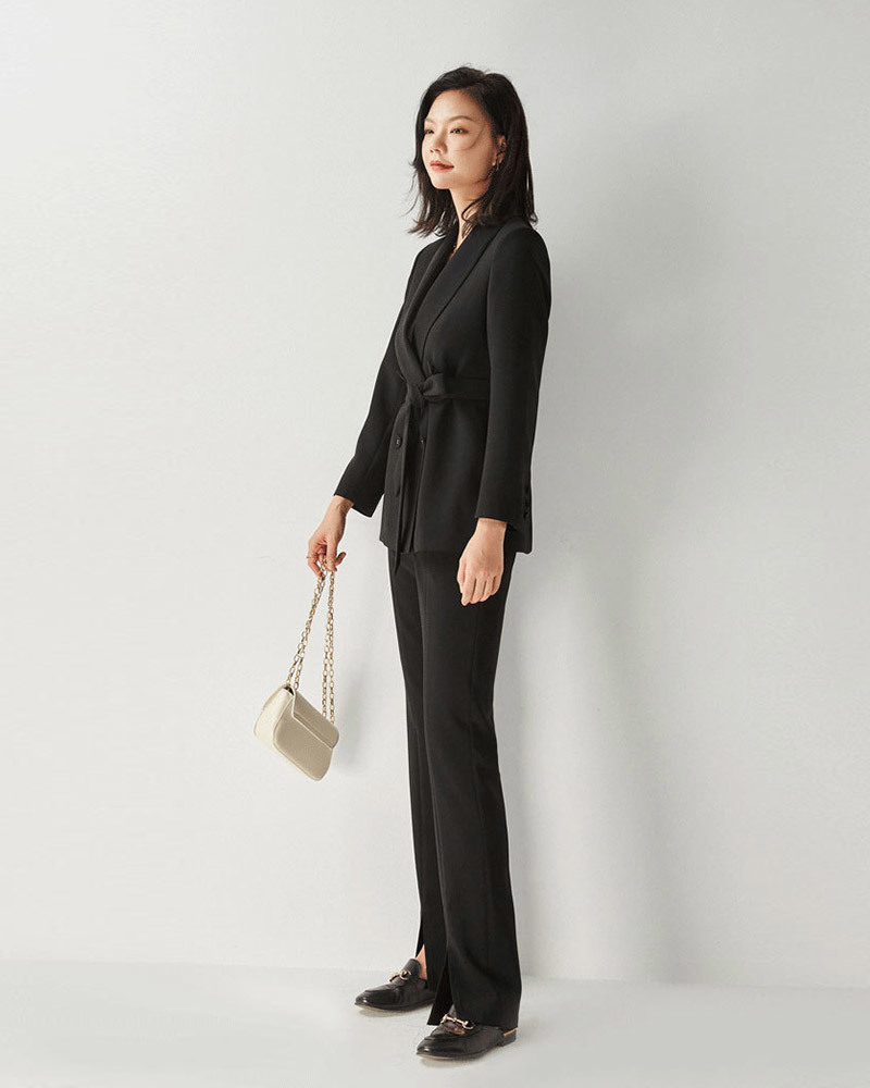 DEER.W 青果領雙排釦西裝外套 黑色