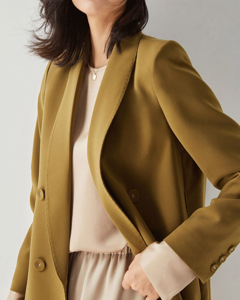 DEER.W 青果領雙排釦西裝外套 黃駝