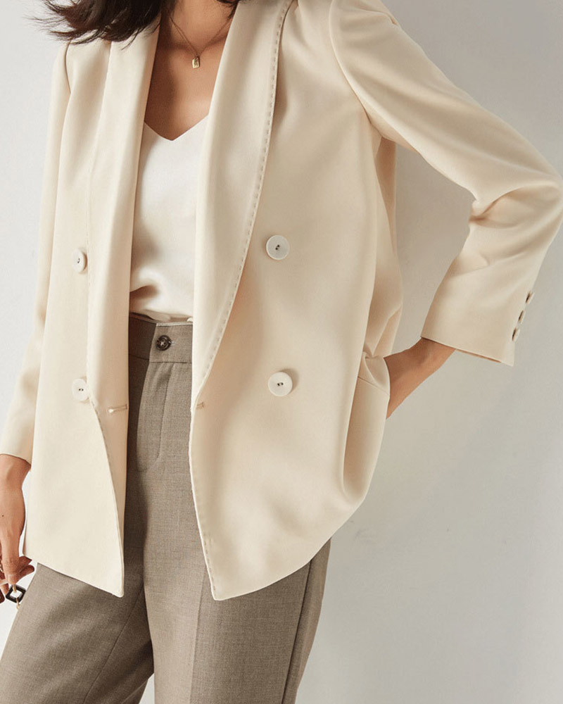 DEER.W 青果領雙排釦西裝外套 白色