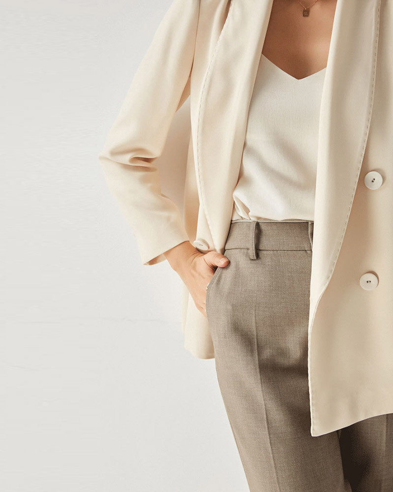 DEER.W 青果領雙排釦西裝外套 白色
