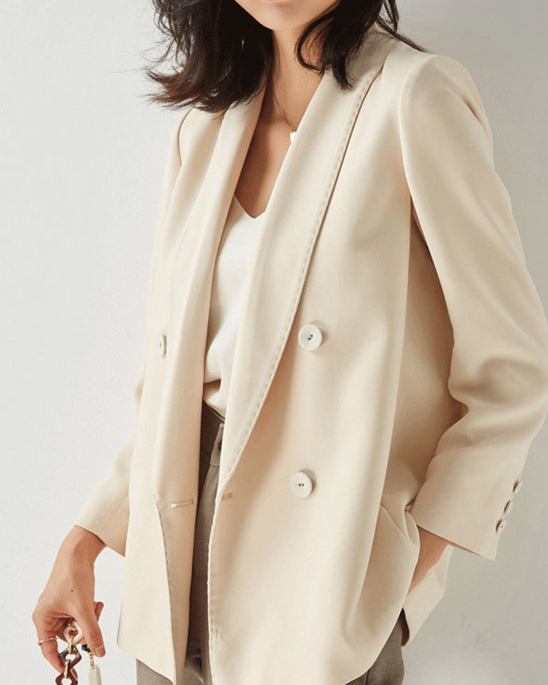 DEER.W 青果領雙排釦西裝外套 白色
