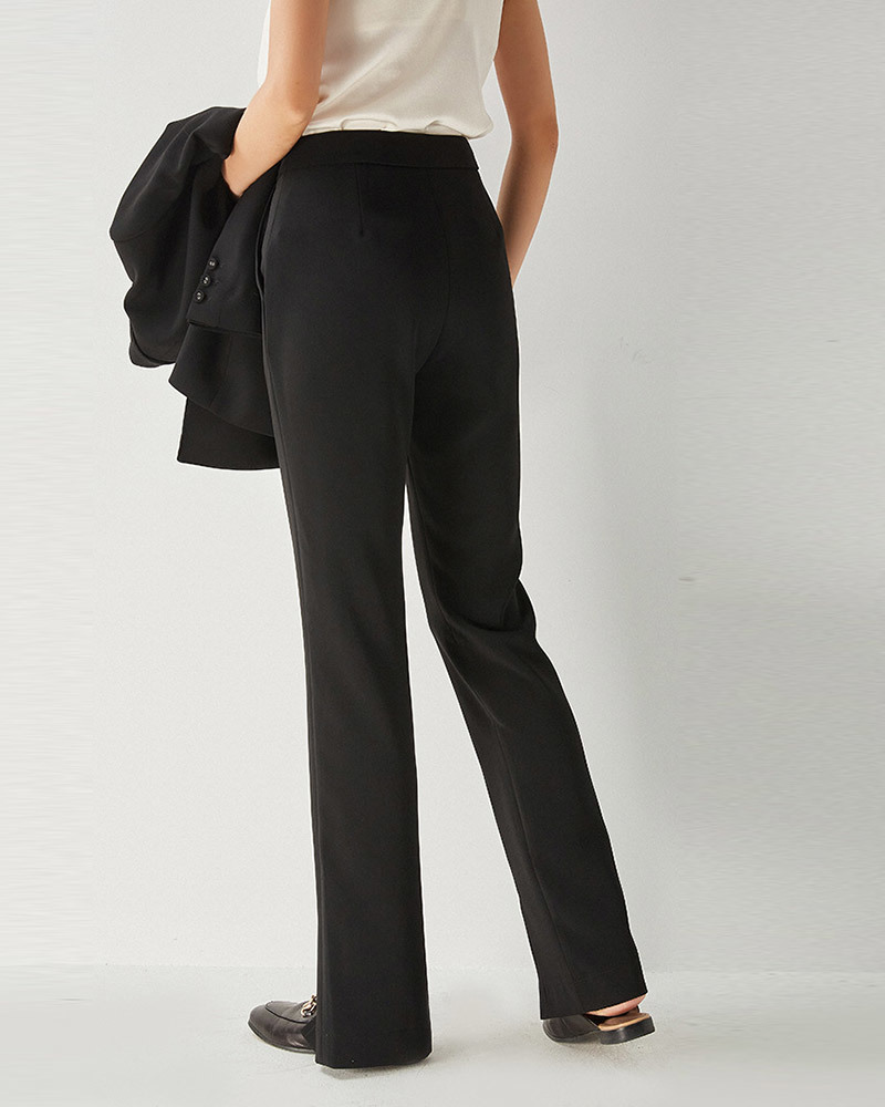 DEER.W 高腰單釦前開衩西裝褲 黑色