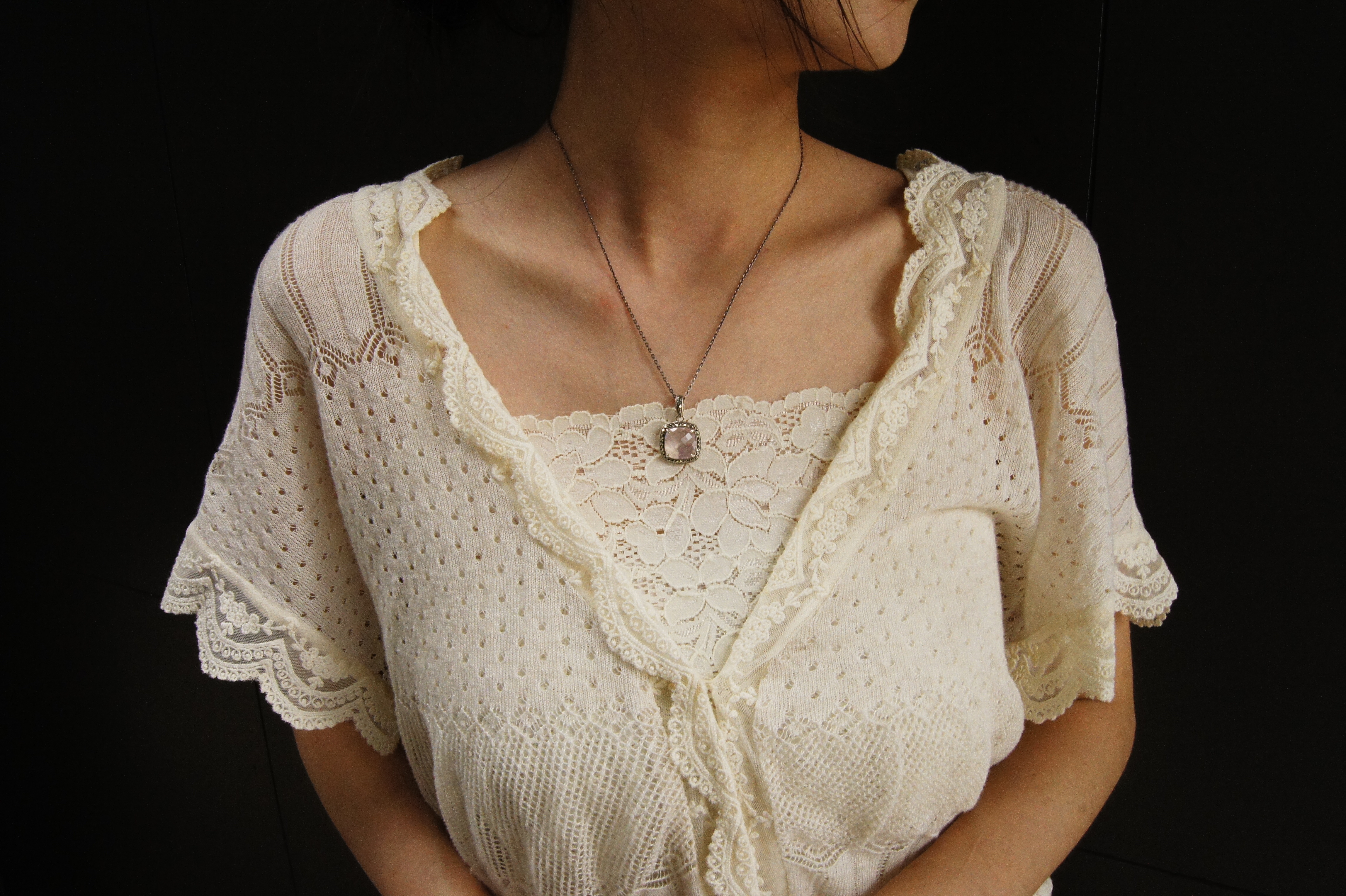 方形切割粉晶墜子