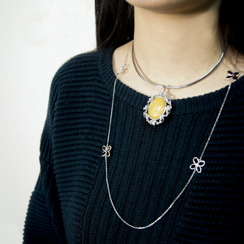 黃瑪瑙花紋胸針OP1914