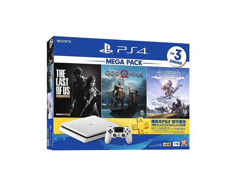 PS4 Slim 1TB主機經典同梱組 白