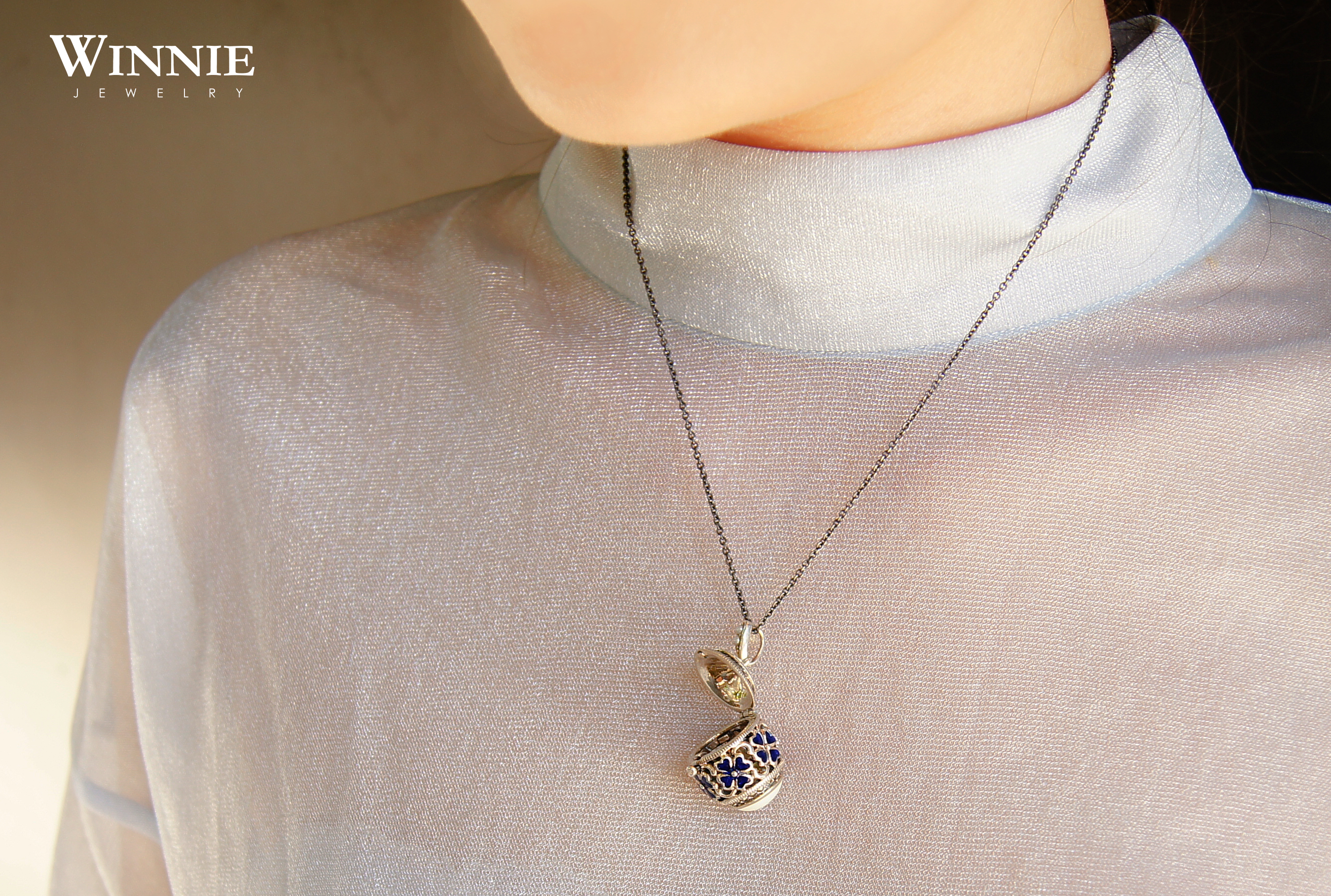 幸運草彩蛋琺瑯墜子