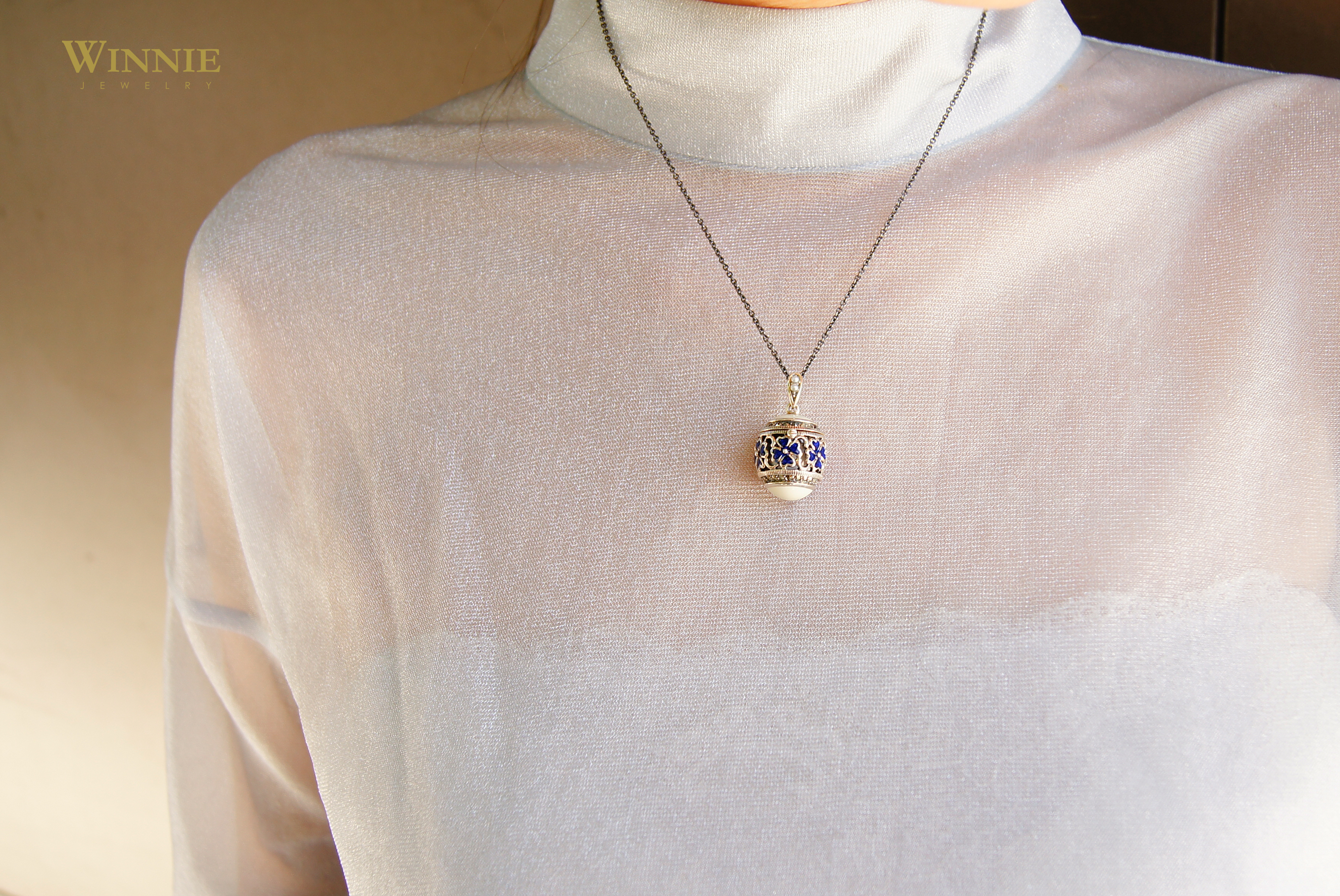 幸運草彩蛋琺瑯墜子