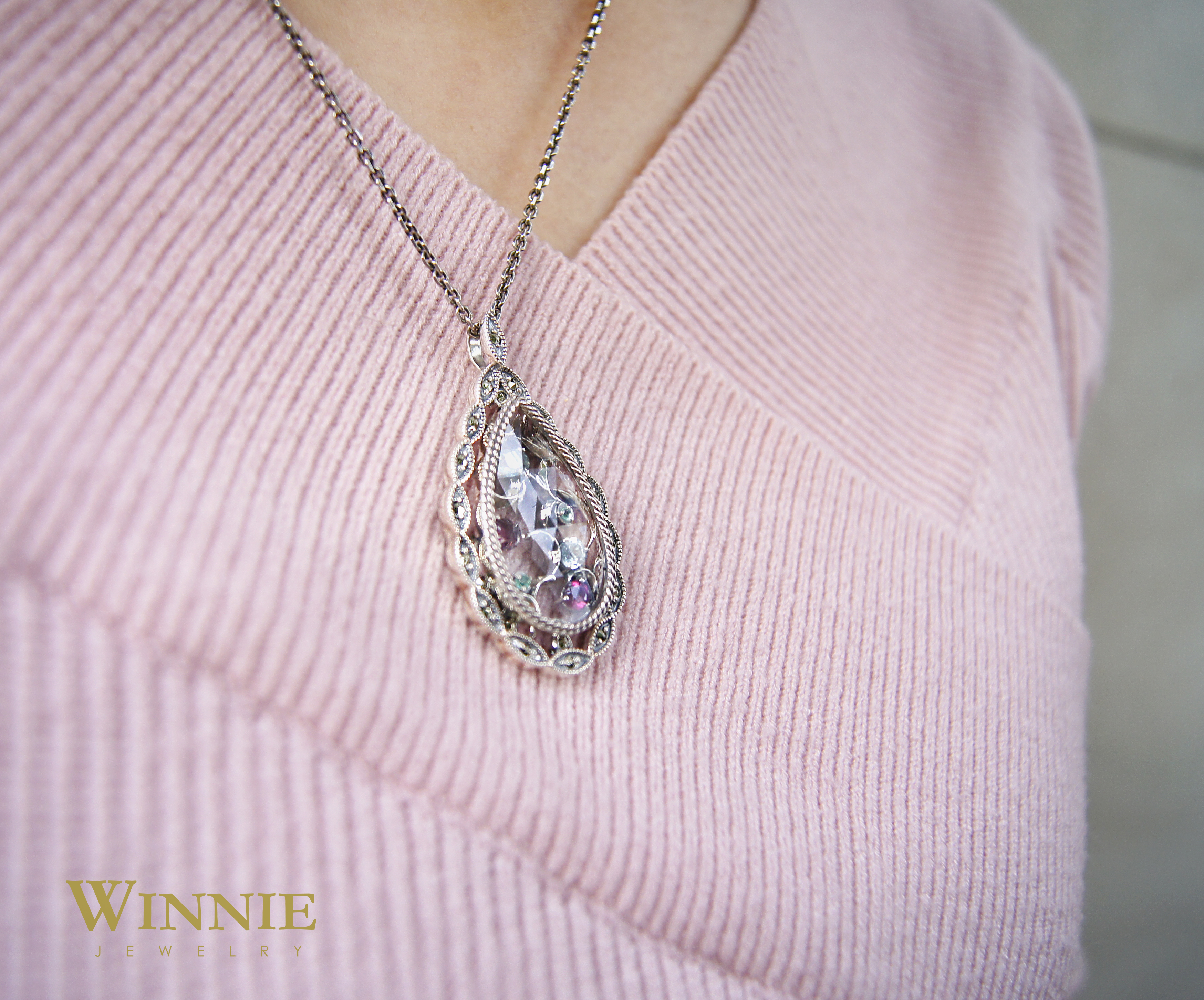 水晶繽紛水滴墜子