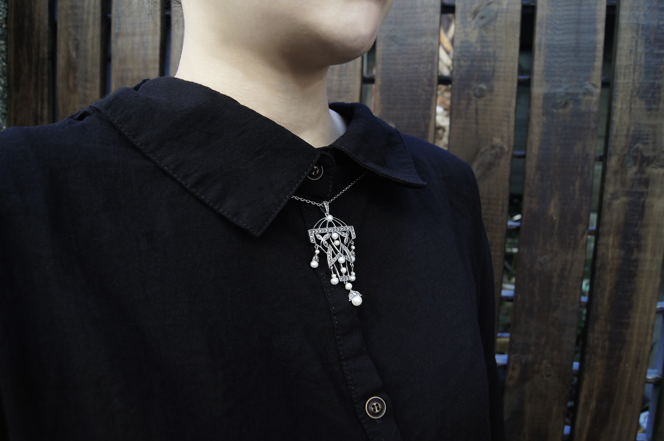 吊燈珍珠馬克賽石墜子OP1151