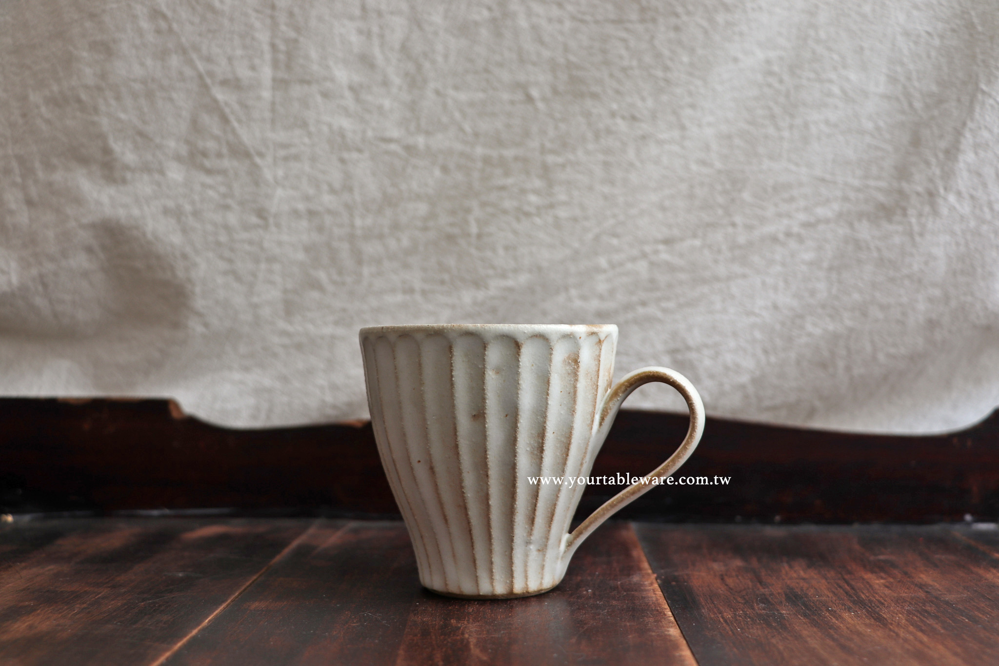 Mashiko Yaki 益子燒 若林健吾 刻紋粉引 卡布奇諾杯
