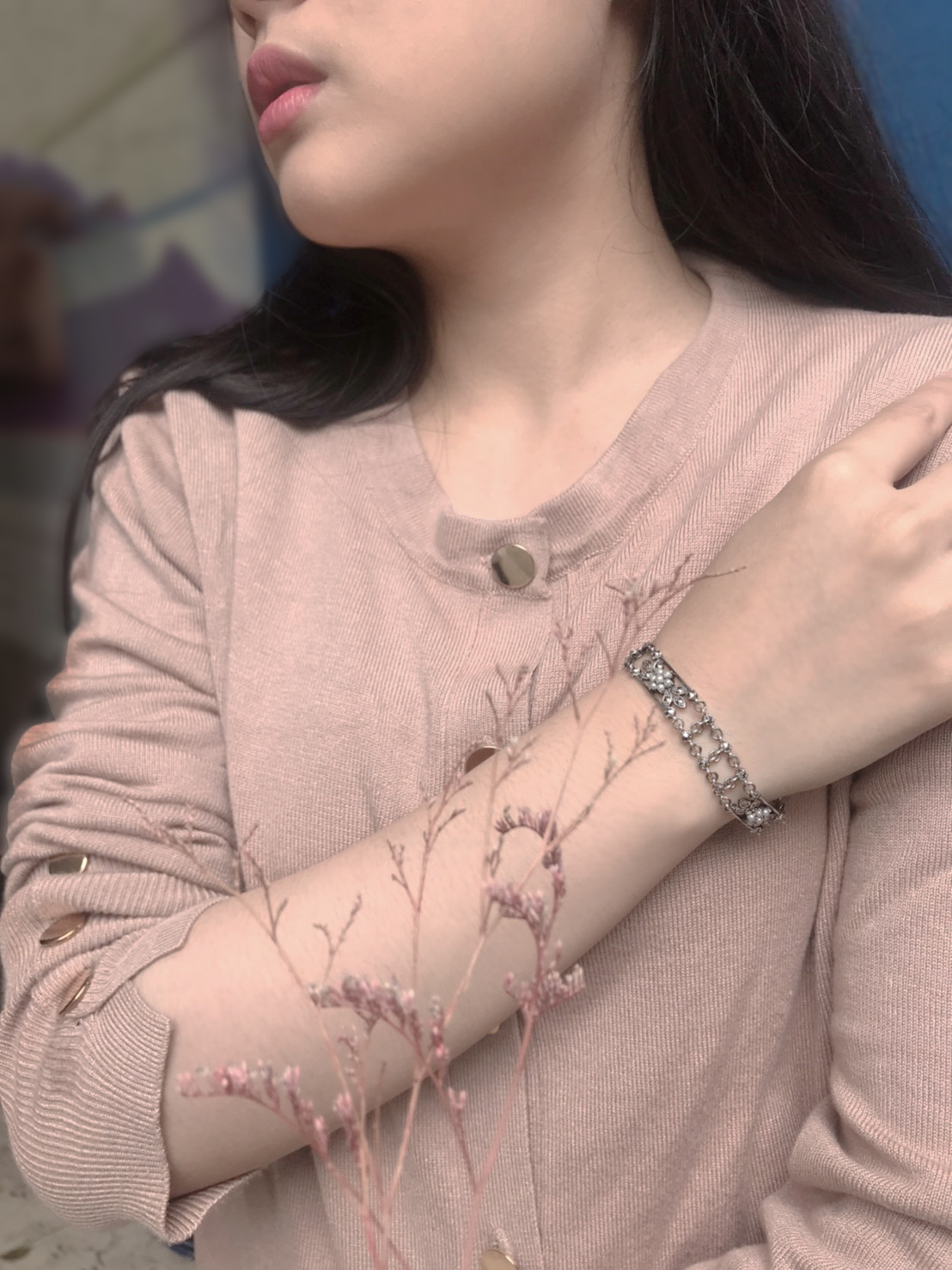 優雅排列珍珠手鍊