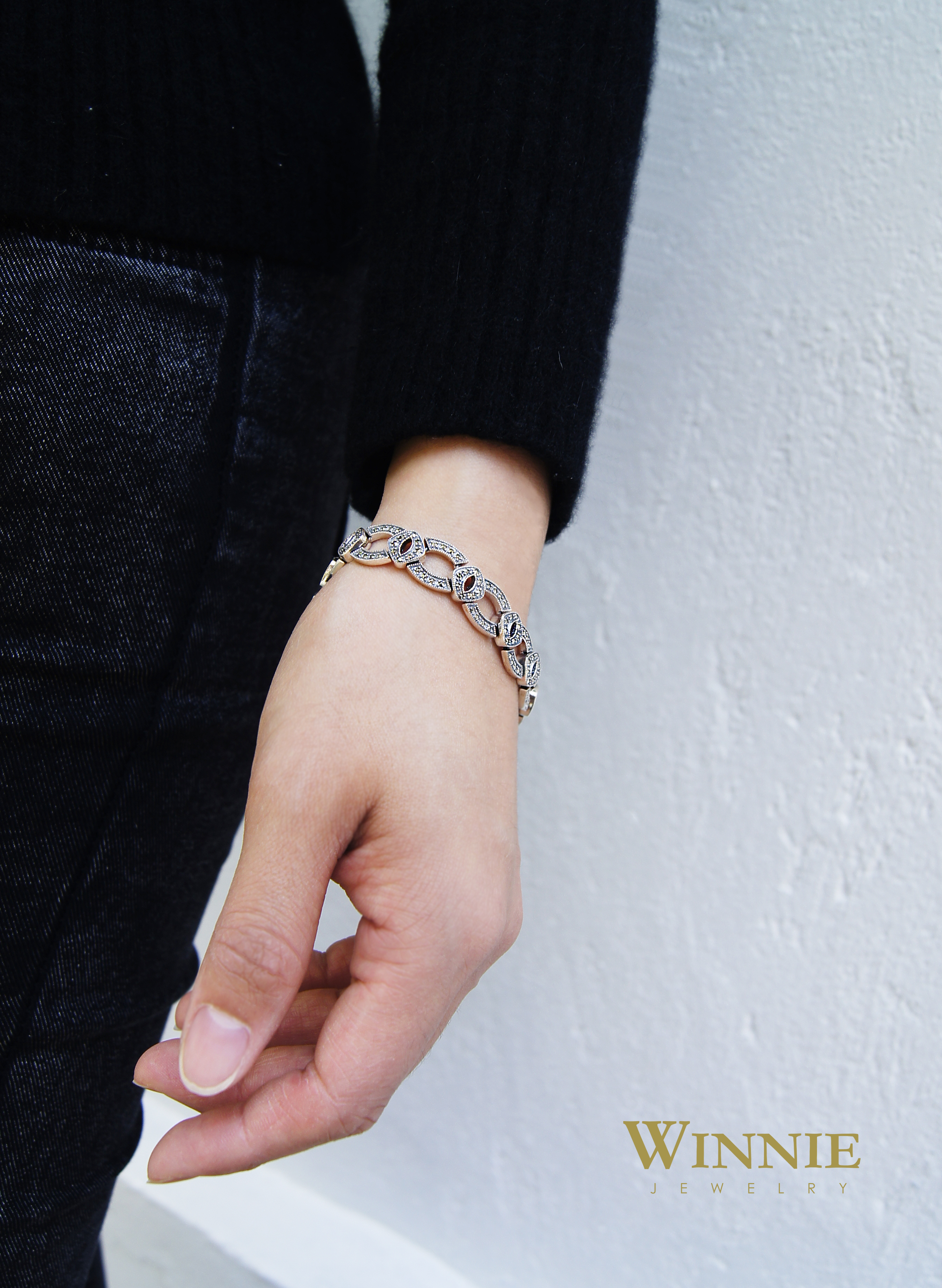 馬克賽石鎖鏈手鍊OP2054