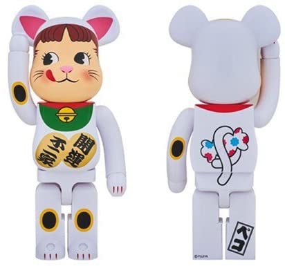 -(G20)- BE@RBRICK PEKO MANEKI 1000% 不二家 招財奶妹 白綠領