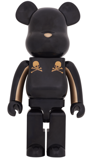 BE@RBRICK B@ MASTERMIND JAPAN 1000% BLACK GOLD STRIPE MMJ 雙骷髏 金條紋