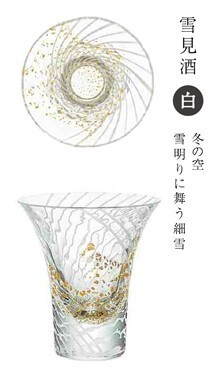 日本江戸硝子八千代窯清酒杯 (金) (日本製)