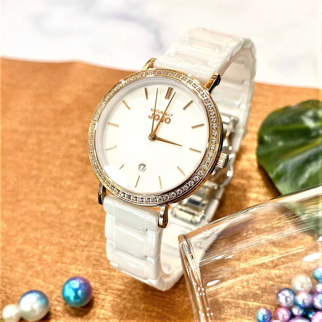 【NATURALLY JOJO】簡約陶瓷女錶 JO96980-80R (34mm) 現代鐘錶