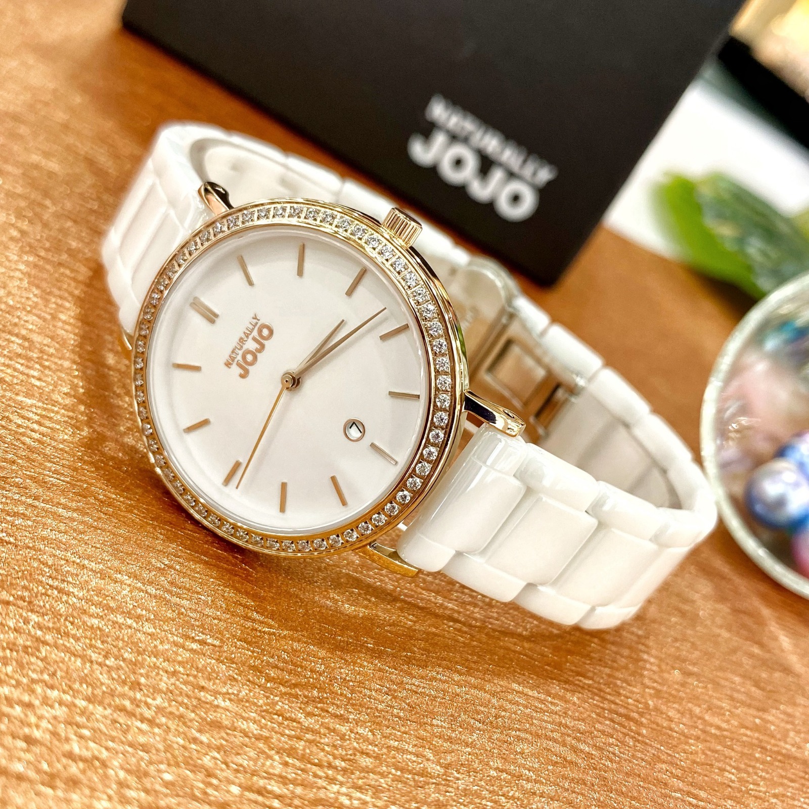 【NATURALLY JOJO】簡約陶瓷女錶 JO96980-80R (34mm) 現代鐘錶