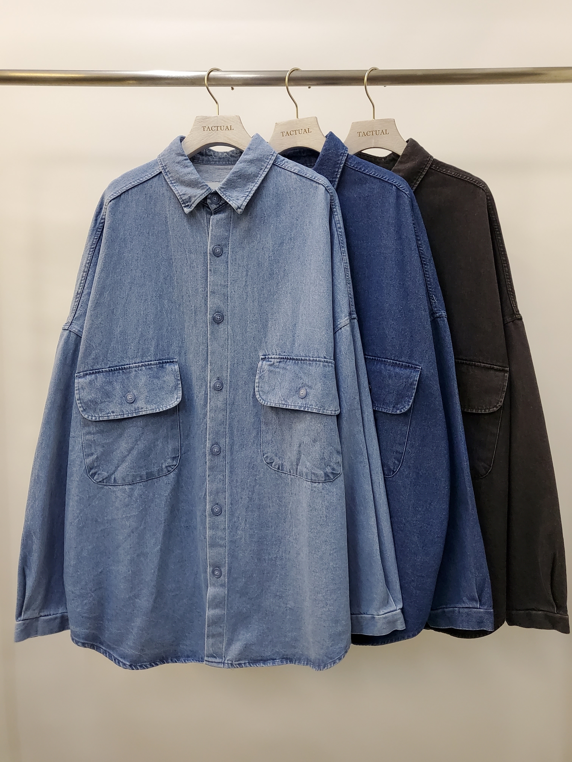 牛仔長袖恤衫 S1164