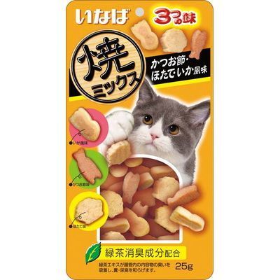 INABA 貓小食． 3味小魚燒 魷魚+鰹魚乾+扇貝 25g