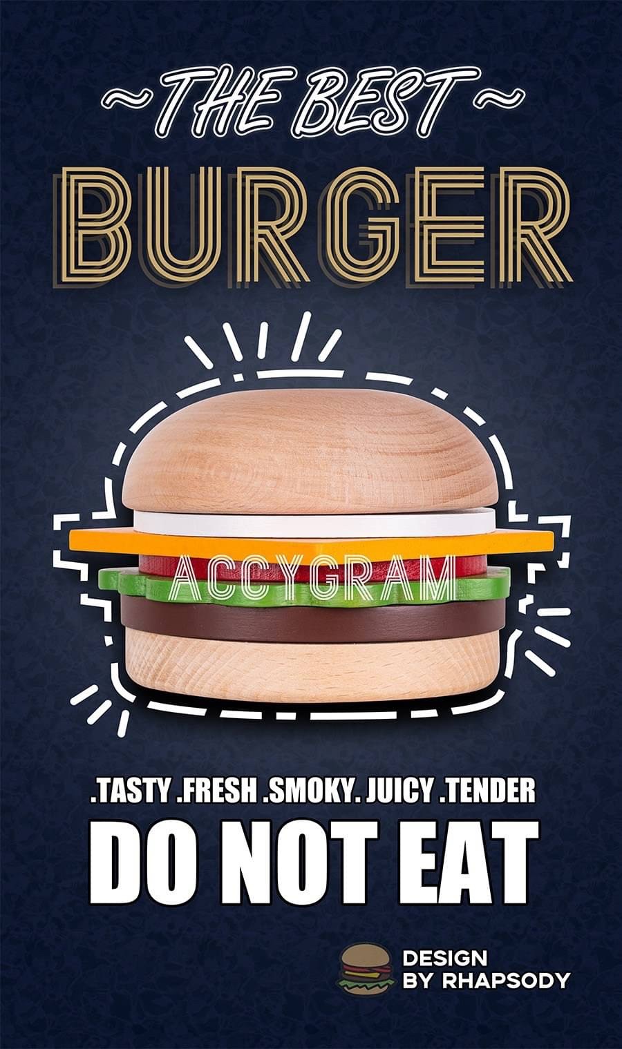 ACCYGRAM BURGER 實木製 小漢堡 杯墊/餐墊/杯蓋/紙鎮