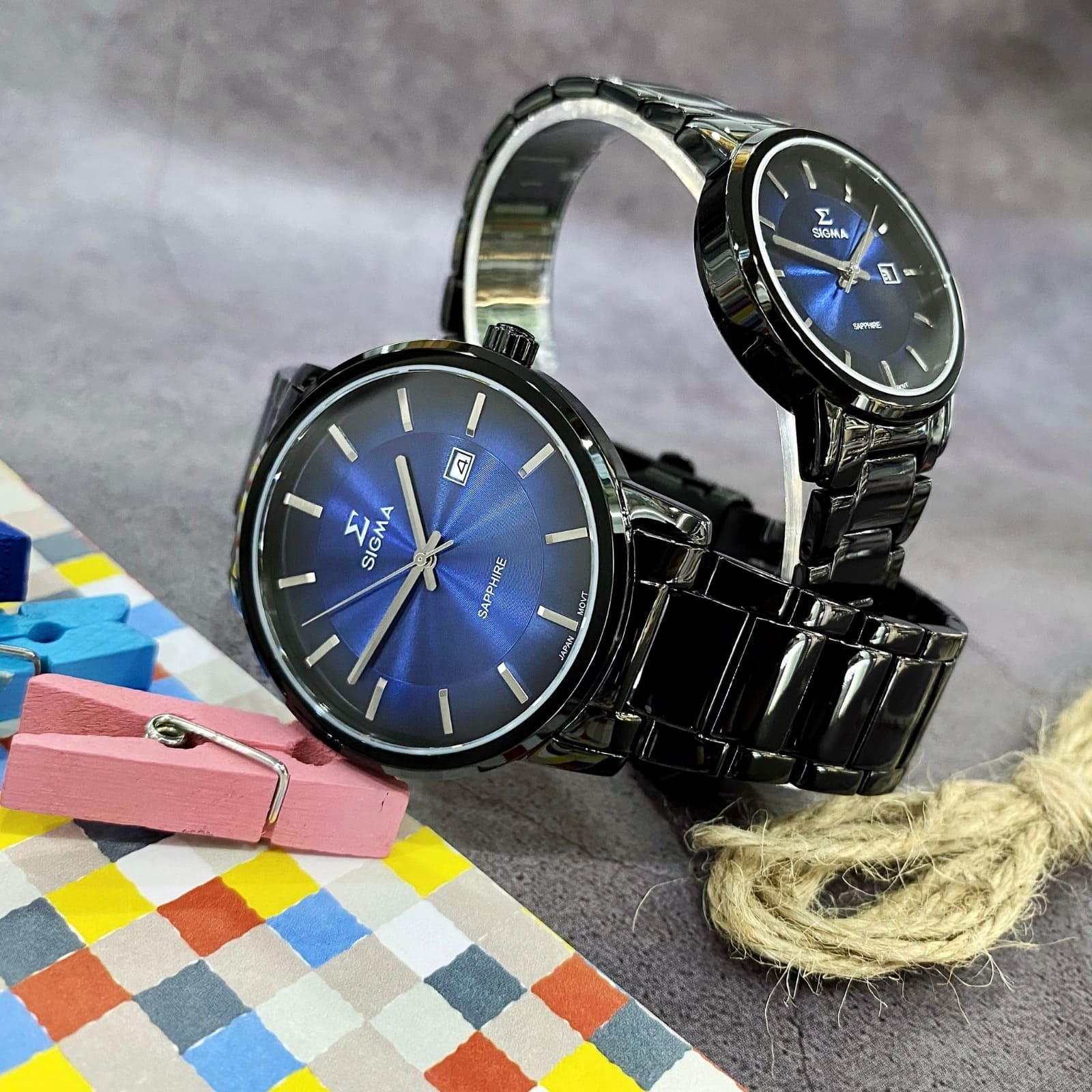 【SIGMA】簡約時尚藍寶石鏡面黑鋼 1122L-B3 (30mm) / 1122M-B3 (40mm)現代鐘錶