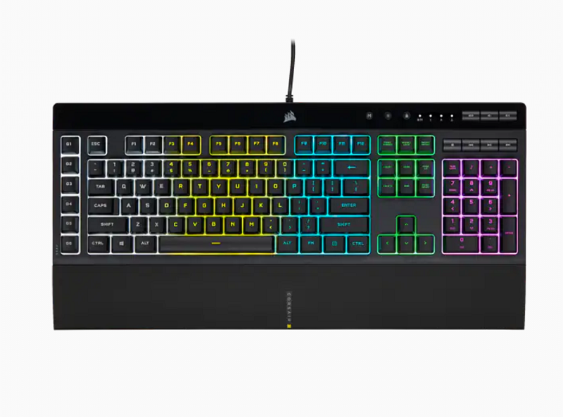 米特3C數位–CORSAIR 海盜船 K55 RGB 電競鍵盤-薄膜式/中文