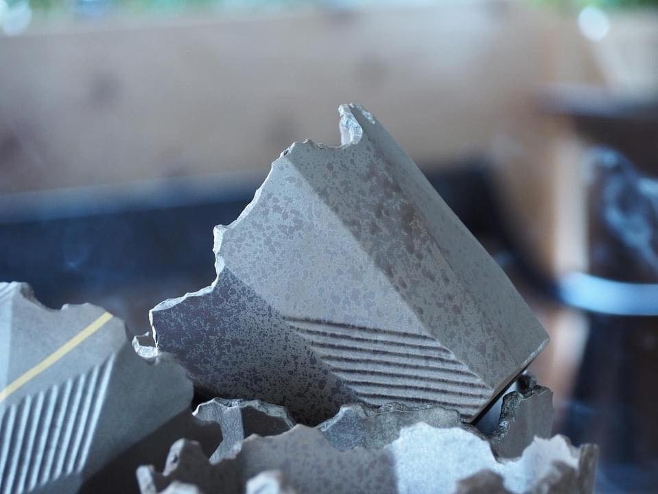 【N/OH】澪標 · 植木鉢 ICE Grey + Gold Line  (S)