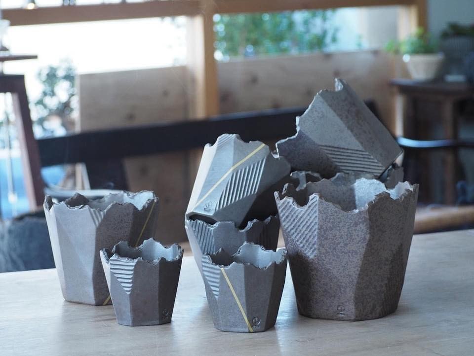 【N/OH】澪標 · 植木鉢 ICE Grey + Gold Line (SS)